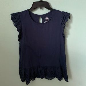 Navy lace girls shirt